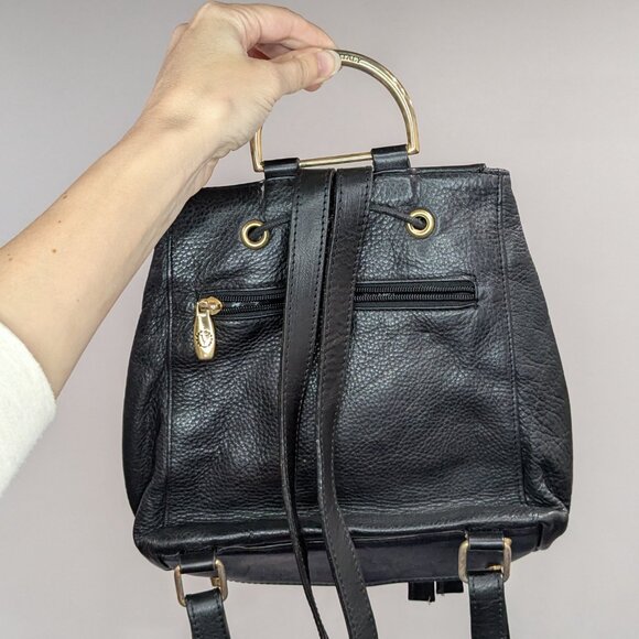 Valentina Genuine Leather Backpack Purse Black - Picture 3 of 5